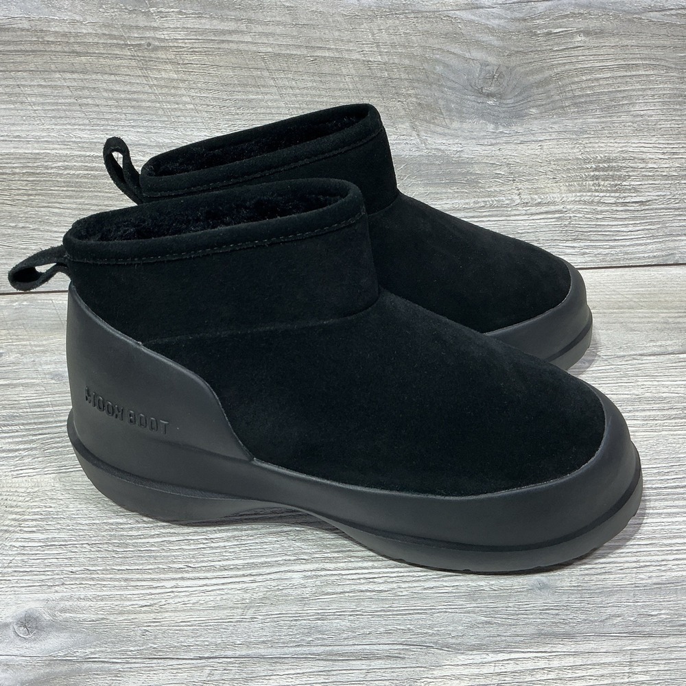 Moon Boot Luna Womens Low Suede Snow Boots Size 8 US Black Slip On